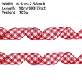 Detail view of 6.5cm wide red and white plaid ribbon for Christmas gift wrapping - 10m Red White Plaid (6.5cm)