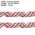 Detail of 6.5cm wide red and green Christmas plaid ribbon with reinforced edges for gifts - 2m Red Black Plaid (6.5cm)