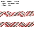 Close-up of red and green plaid Christmas ribbon with 6.5cm width and 5m length specs - 5m Red Black Plaid (6.5cm)