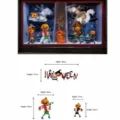 Halloween static window clings featuring pumpkin scarecrow and bats, 39x17cm stickers - Anthropomorphic Pumpkin Scarecrow Style (HL-WSTZ19-021)