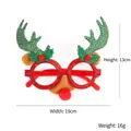 Weihnachtsbrille Rentier mit rotem Geweih und Beeren, 19cm Breite für Party-Kostüme - Roter Rahmen Grünes langes Geweih