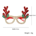 Weihnachtsparty Rentier Geweih Brille mit goldenem Glitzerrahmen und Stechpalmen Details - Goldener Rahmen Rotes Geweih