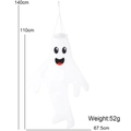 White Halloween ghost windsock with cartoon smile pattern for outdoor yard decor - Smiling Ghost Style (HL- 笑脸幽灵款)