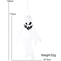 White Halloween ghost windsock with dimensions 140x67.5cm and spooky face detail - Staring Ghost Style (HL- 呆视幽灵款)