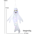 Lightweight white ghost windsock with colorful LED lights for Halloween yard decor - Yellow-Eyed Spooky Ghost with Lights