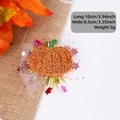 Sparkly orange pumpkin hair clip with green glitter stem and white mesh for Thanksgiving - Pumpkin Style A