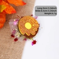 Thanksgiving donut hair clip with gold glitter and white mesh, size 9cm x 8.5cm - Turkey Wing Style