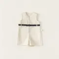Pagliaccetto multitasche beige senza maniche per bambino con zip e cintura nera - 80 / Bianco Sporco