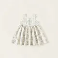 Floral sleeveless girls summer dress with blue flower prints and lace details - 80 / Bottoms / Apricot
