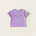 Classic purple cotton short sleeve T-shirt for kids with Nice to meet LIVE print - 80 / Purple