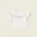White cotton t-shirt for kids with purple Nice to Meet LIVE print and crew neck - 80 / White