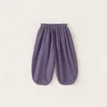 Purple girls' loose cotton linen pants with elastic waist and side slit leg openings - 80 / Purple (Pre-order)