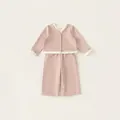 Ensemble tricot rose pour fille avec cardigan contrasté et pantalon large - Rose / 120