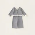 Ensemble cardigan gris et pantalon large pour fille avec finitions contrastées ivoire - 80 / Gris
