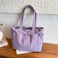 Paarse gewatteerde tote bag van waterdicht nylon met trekkoord details - Paars