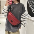 Red plaid crossbody chest bag with adjustable strap for casual outdoor sports and travel - Red