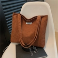 Sac fourre-tout en velours côtelé marron pour femme avec longues bandoulières - Marron