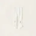 White ribbed infant tights featuring brown bear and pink cherry embroidery details - White / S