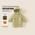 Manteau long en duvet pour enfants vert clair avec 85 % de duvet et tissu thermique - Vert / Taille 90 (77g Remplissage)