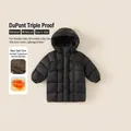 Doudoune longue noire pour enfants avec 85% de duvet et tissu technique déperlant - Noir / Taille 100 (87.7g Remplissage)