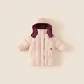 Cappotto lungo in piumino per bambini rosa con fodera a contrasto e calda imbottitura - Rosa / 120 (Imbottitura 121g)
