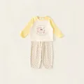Mädchen Schlafanzug Set mit Raglanärmeln und gepunkteter Hose in hellem Beige - 80 / Blassgelb