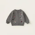 Grijze gebreide babyvest met puppyborduurwerk en ritssluiting voor meisjes - Tops / Grijs / 80