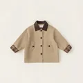 Giacca utility per bambini kaki con colletto in velluto marrone e fodera a quadri - 120 / Cachi