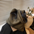 Olive green leopard print suede tote bag with Modest label and blue drawstring details - Green