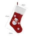 Calcetín navideño rojo con bordado de muñeco de nieve y borde de piel blanca, 47x29 cm - Muñeco de Nieve