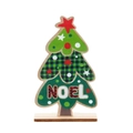 Décoration de table sapin de Noël en bois avec lettrage NOEL et motifs à carreaux - Sapin de Noël