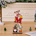 Décoration de table de Noël en bois avec motifs de gnomes et couleurs festives - Panneau Gnome Imprimé XMAS
