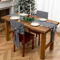 Set natalizio runner da tavolo e coprisedie a quadretti bianchi e neri con fiocchi - Set a Quadri Rossi e Neri