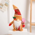 Gnome de Noël en pain d'épices avec texture laine d'agneau et sucette décorative - Style Sucette Main Droite (31.5cm*19cm)
