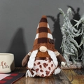 Standing coffee gnome plush with checkered hat and coffee cup for kitchen window decor - Female Style