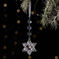 Colgante de copo de nieve acrílico con cuentas de cristal en rama de pino - Plata (Estilo A Copo)