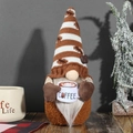 Plush coffee gnome figurine with striped knit hat and coffee bean accents for home decor - Male Style