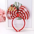 Detail of Christmas headband with red silver sequin bow and Merry Christmas text - Merry Christmas Striped Bow