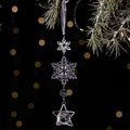 Colgante de copo de nieve acrílico con marco de estrella y fondo bokeh dorado elegante - Plata (Estilo B Estrella de Perlas)