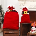 Zweiteiliges Set rote Samt-Weihnachtstüten mit Kunstfellrand und Gürtelschnallen-Motiv - Klein / Weihnachtsmann Gürtel Design