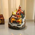 Caja de música de Navidad luminosa con capilla roja, Papá Noel y tren giratorio - Papá Noel / 12*11.5*15.5cm