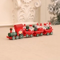 Christmas wooden train set with Santa, snowman and mouse figures on a festive background - Red