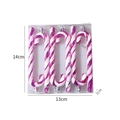 Pink and white striped candy cane Christmas ornaments 6pcs set with dimensions - Rose Red
