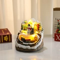 Caja de música de Navidad con tren miniatura giratorio y luz LED cálida - Muñeco de Nieve / 12.5*12*13.5cm