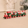 Festive red and green wooden Christmas train ornament with Santa and snowman figures - Green
