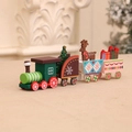 Classic green and red wooden Christmas train set with deer and mini tree decor - Deer