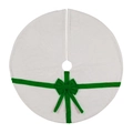 Jupe de sapin de Noël en fausse fourrure blanche avec ruban et nœud vert vif - Base Blanche Nœud Vert 120cm