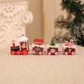 Handcrafted four-section Christmas wooden train ornament with festive tree and house decor - House Style