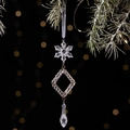 Transparent acrylic snowflake pendant with diamond frame and teardrop crystal ornament - Gold (Style E Rhombus Snowflake)