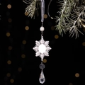 Elegant snowflake Christmas ornament with silver alloy, pearls, and a crystal water drop - Silver (Style F 3D Star)
